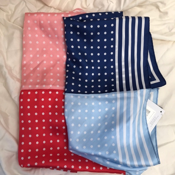 2 for $20 DOTTY SILK SQUARE Echo RED WHITE & BLUE - Picture 2 of 5